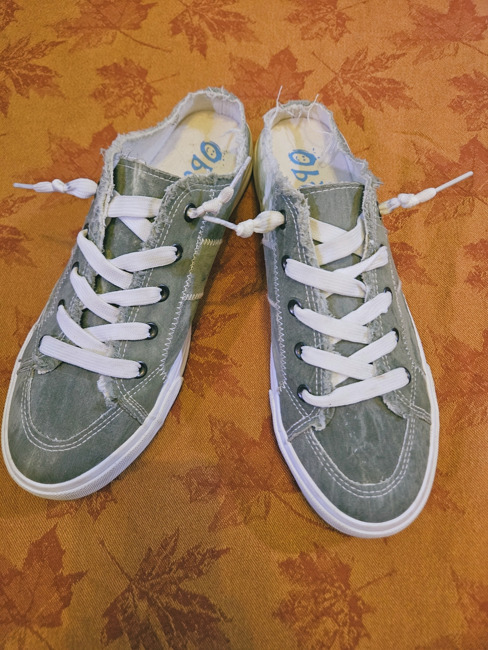 Cute Canvas Slip On Mule Sneakers in Green Tie Dye